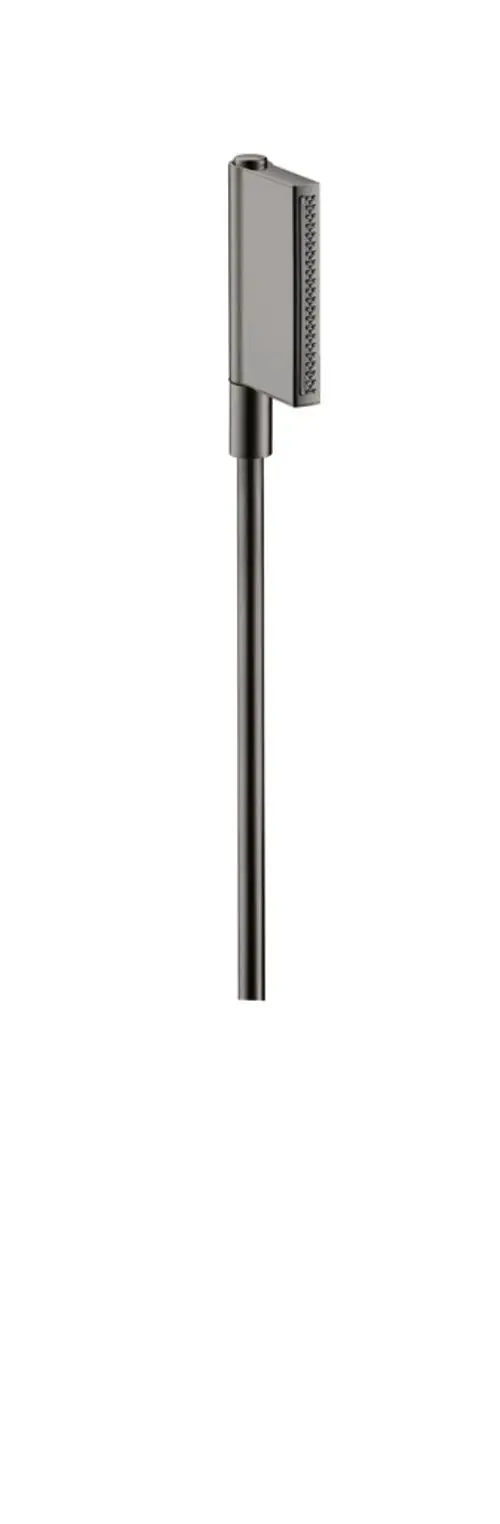 Handbrause von AXOR mit zwei Strahlarten, in poliertem Schwarz-Chrom, schlichte Formgebung, montagefertig, für moderne Badezimmergestaltung.